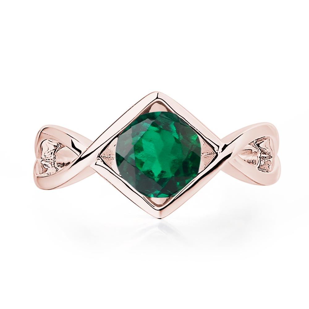 Emerald Bezel Set Infinity Solitaire Ring - LUO Jewelry #metal_18k rose gold