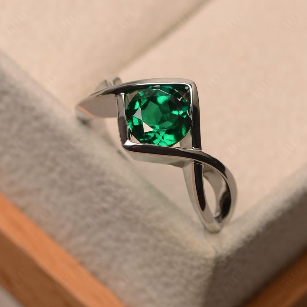 Emerald Bezel Set Infinity Solitaire Ring - LUO Jewelry