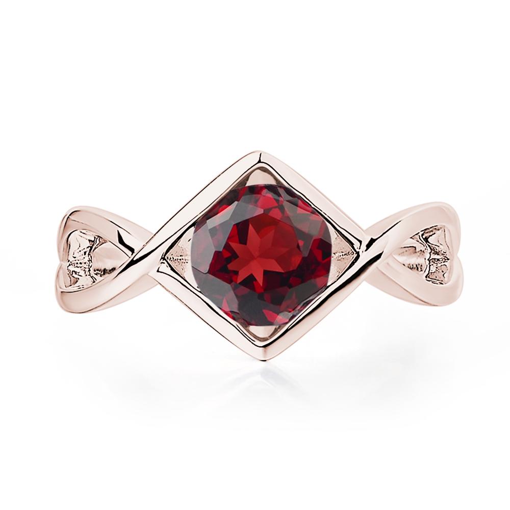 Garnet Bezel Set Infinity Solitaire Ring - LUO Jewelry #metal_14k rose gold