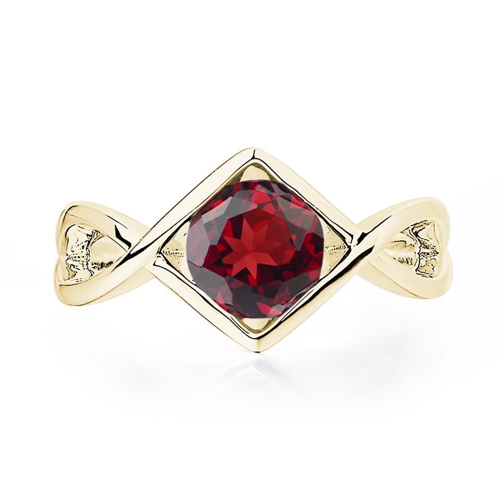 Garnet Bezel Set Infinity Solitaire Ring - LUO Jewelry #metal_18k yellow gold