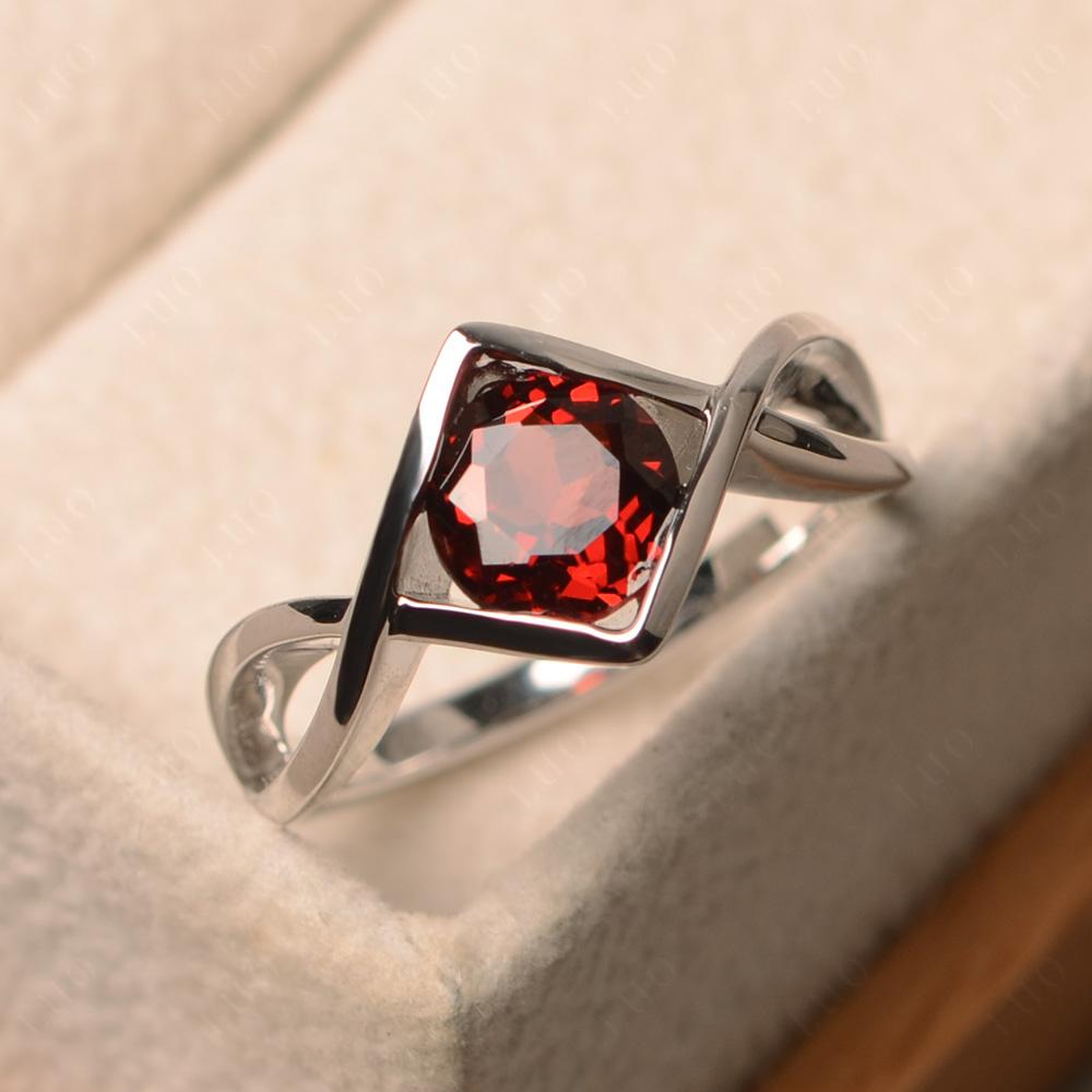 Garnet Bezel Set Infinity Solitaire Ring - LUO Jewelry
