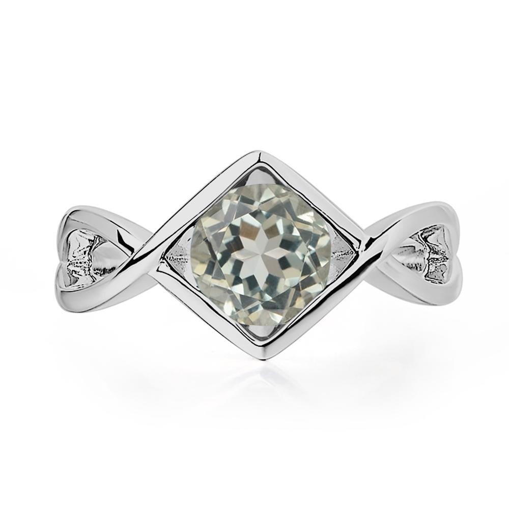 Green Amethyst Bezel Set Infinity Solitaire Ring - LUO Jewelry #metal_platinum
