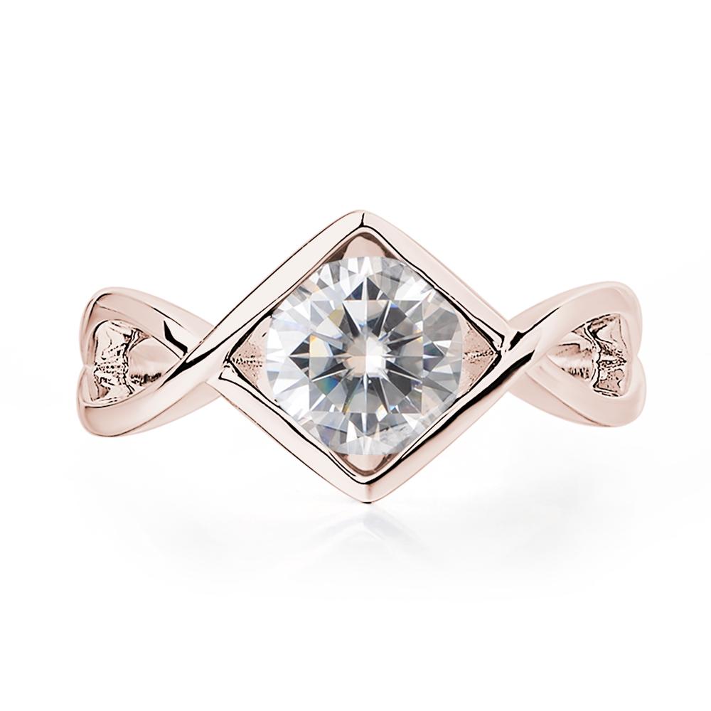 Moissanite Bezel Set Infinity Solitaire Ring - LUO Jewelry #metal_14k rose gold