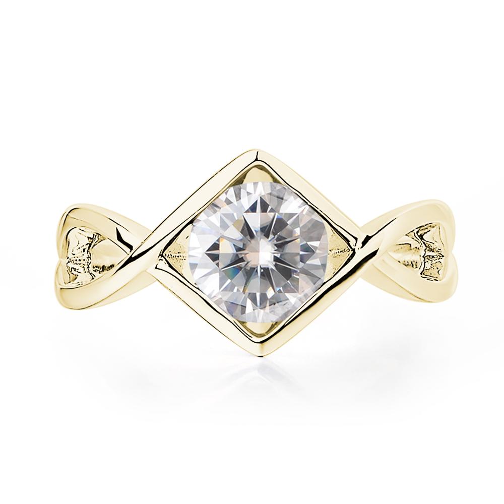 Moissanite Bezel Set Infinity Solitaire Ring - LUO Jewelry #metal_18k yellow gold