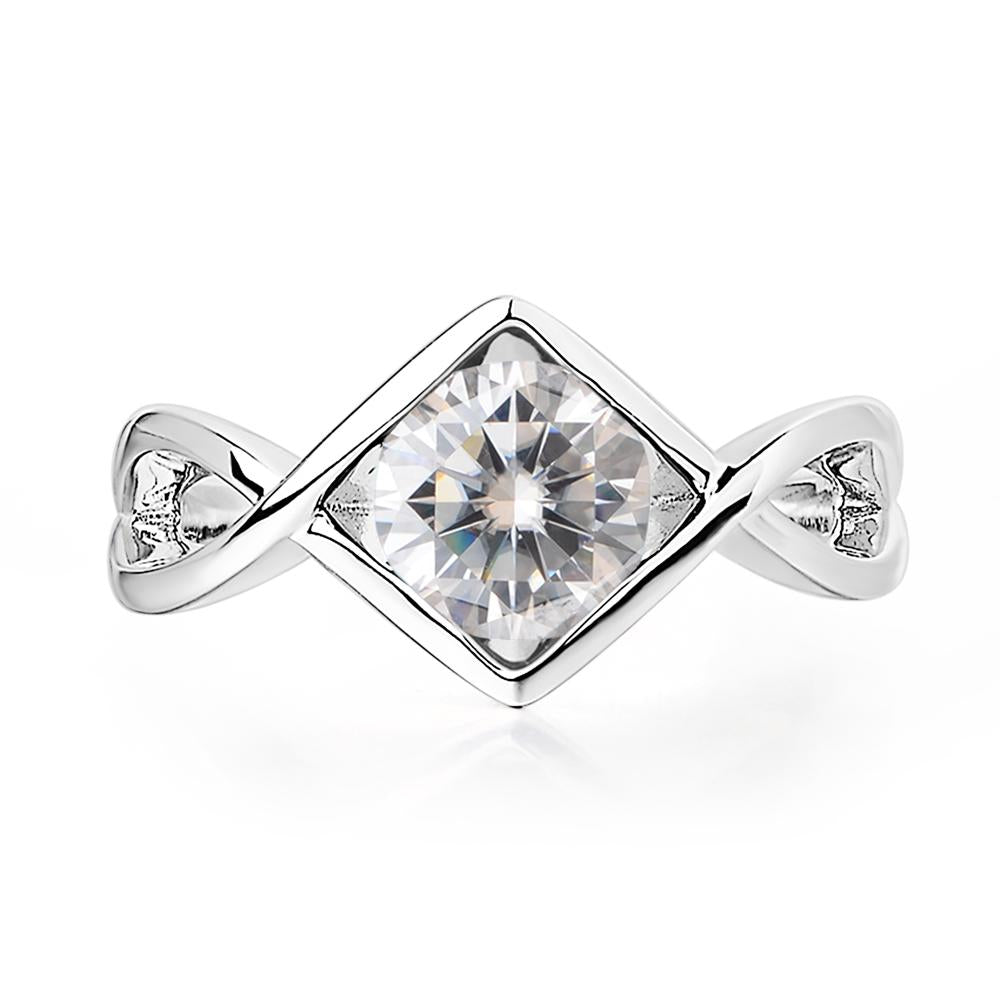 Moissanite Bezel Set Infinity Solitaire Ring LUO