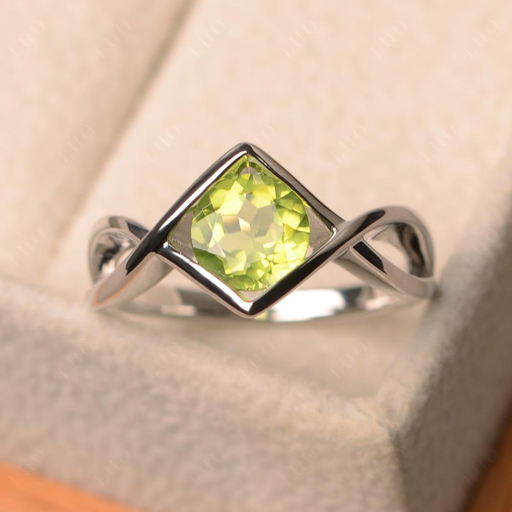 Peridot Bezel Set Infinity Solitaire Ring - LUO Jewelry