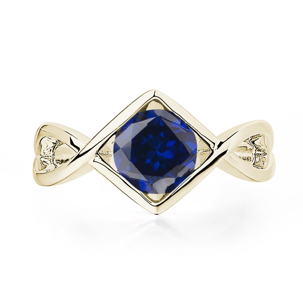 Sapphire Bezel Set Infinity Solitaire Ring - LUO Jewelry #metal_14k yellow gold