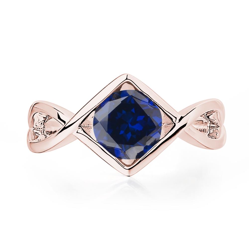 Sapphire Bezel Set Infinity Solitaire Ring - LUO Jewelry #metal_18k rose gold