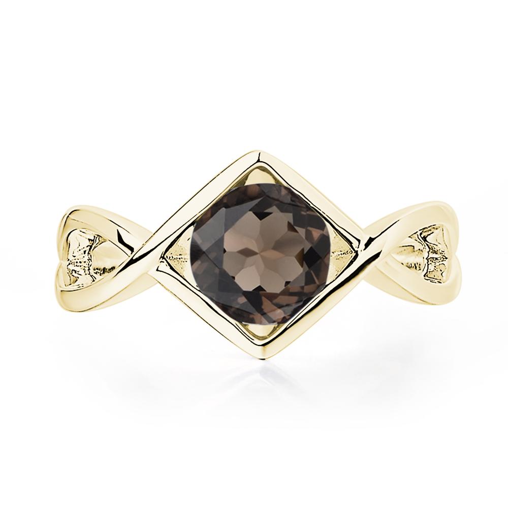 Smoky Quartz Bezel Set Infinity Solitaire Ring - LUO Jewelry #metal_18k yellow gold