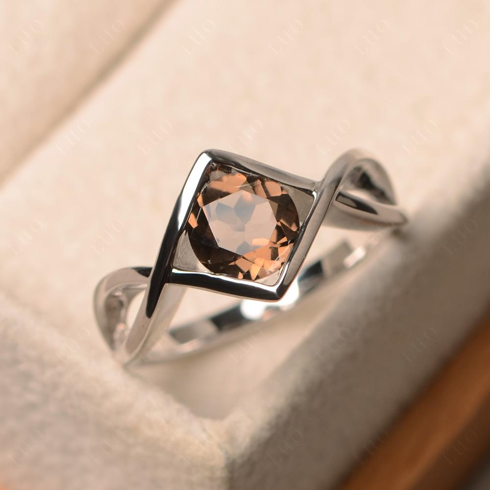 Smoky Quartz Bezel Set Infinity Solitaire Ring - LUO Jewelry