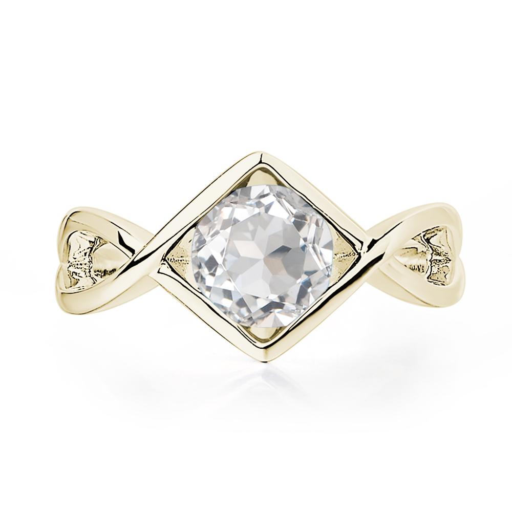 White Topaz Bezel Set Infinity Solitaire Ring - LUO Jewelry #metal_14k yellow gold
