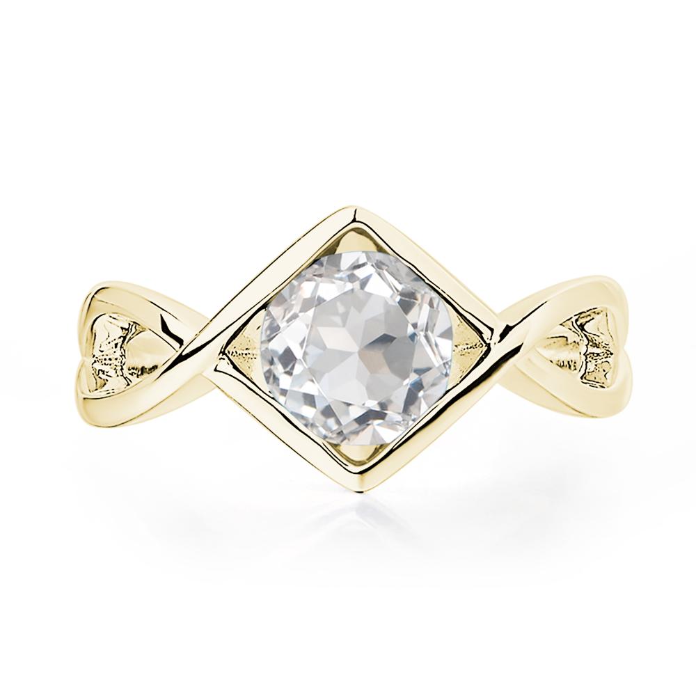White Topaz Bezel Set Infinity Solitaire Ring - LUO Jewelry #metal_18k yellow gold