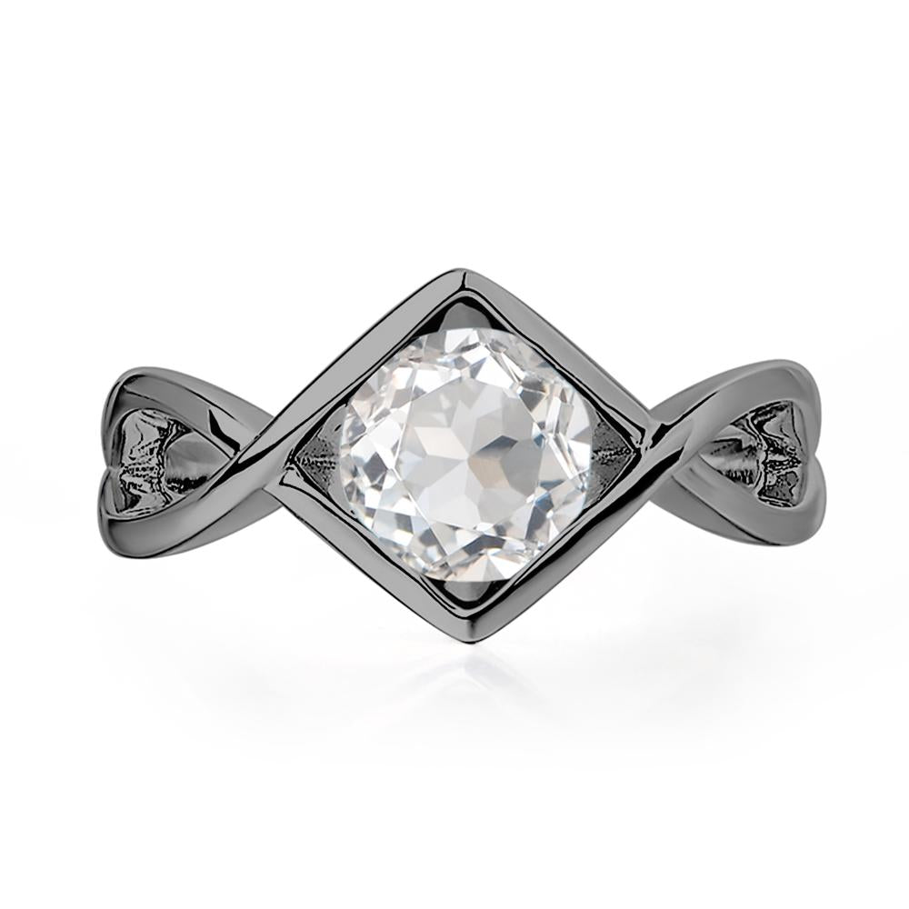White Topaz Bezel Set Infinity Solitaire Ring - LUO Jewelry #metal_black finish sterling silver