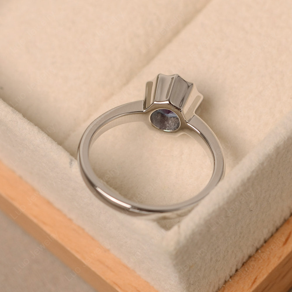 Alexandrite Bezel Set Solitaire Engagement Ring - LUO Jewelry