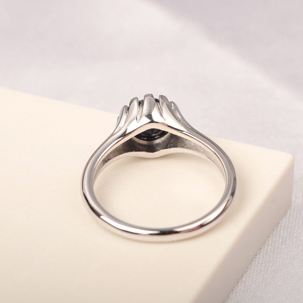 Vintage Black Spinel Solitaire Engagement Ring - LUO Jewelry