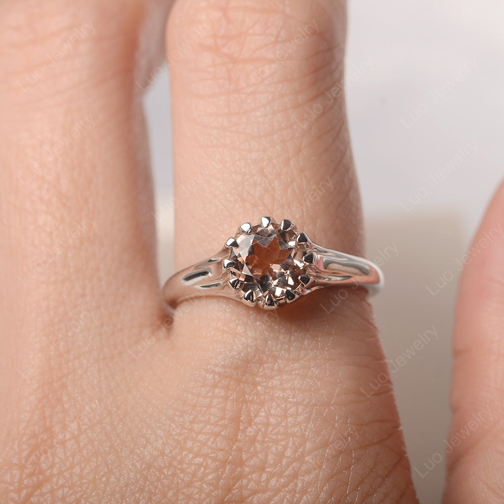 Vintage Morganite Solitaire Engagement Ring - LUO Jewelry