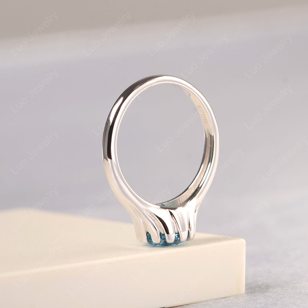 Vintage Swiss Blue Topaz Solitaire Engagement Ring - LUO Jewelry