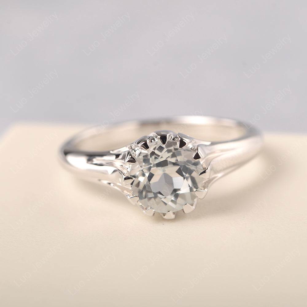 Vintage White Topaz Solitaire Engagement Ring - LUO Jewelry