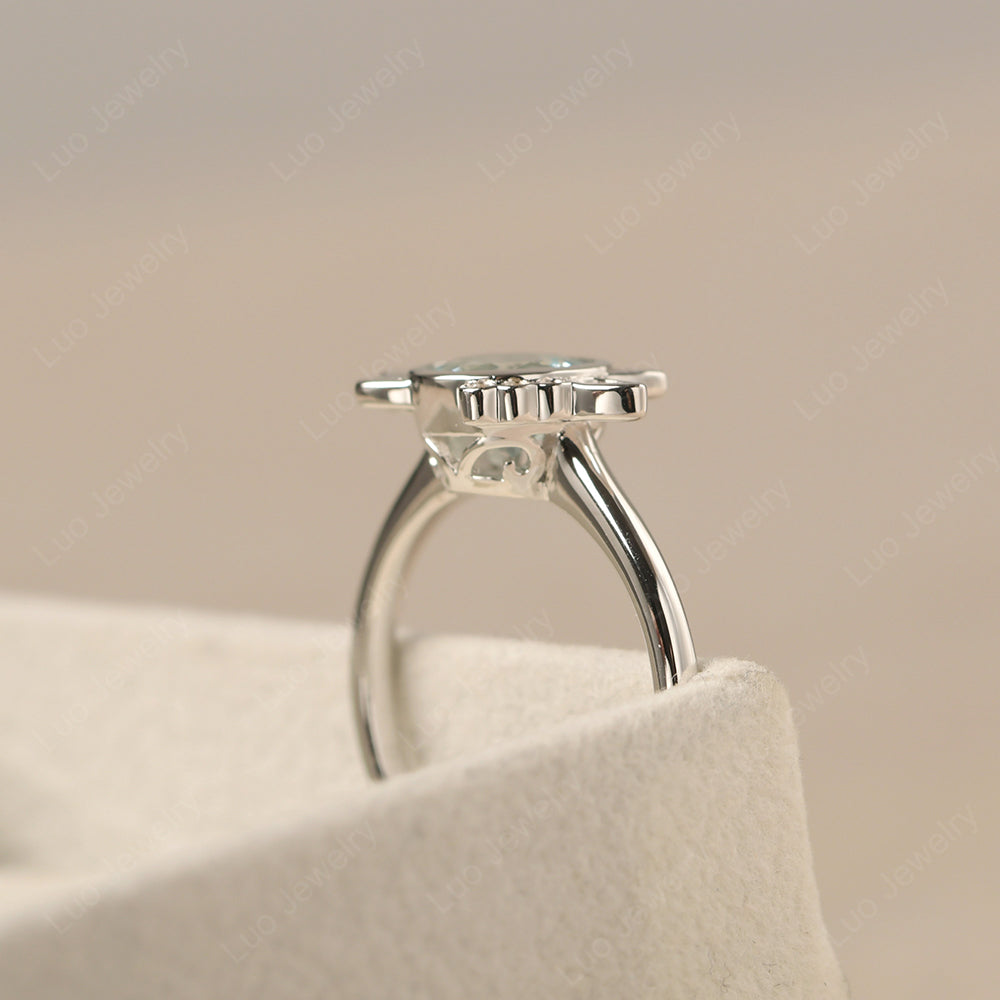 Saturn Style Aquamarine Engagement Ring - LUO Jewelry