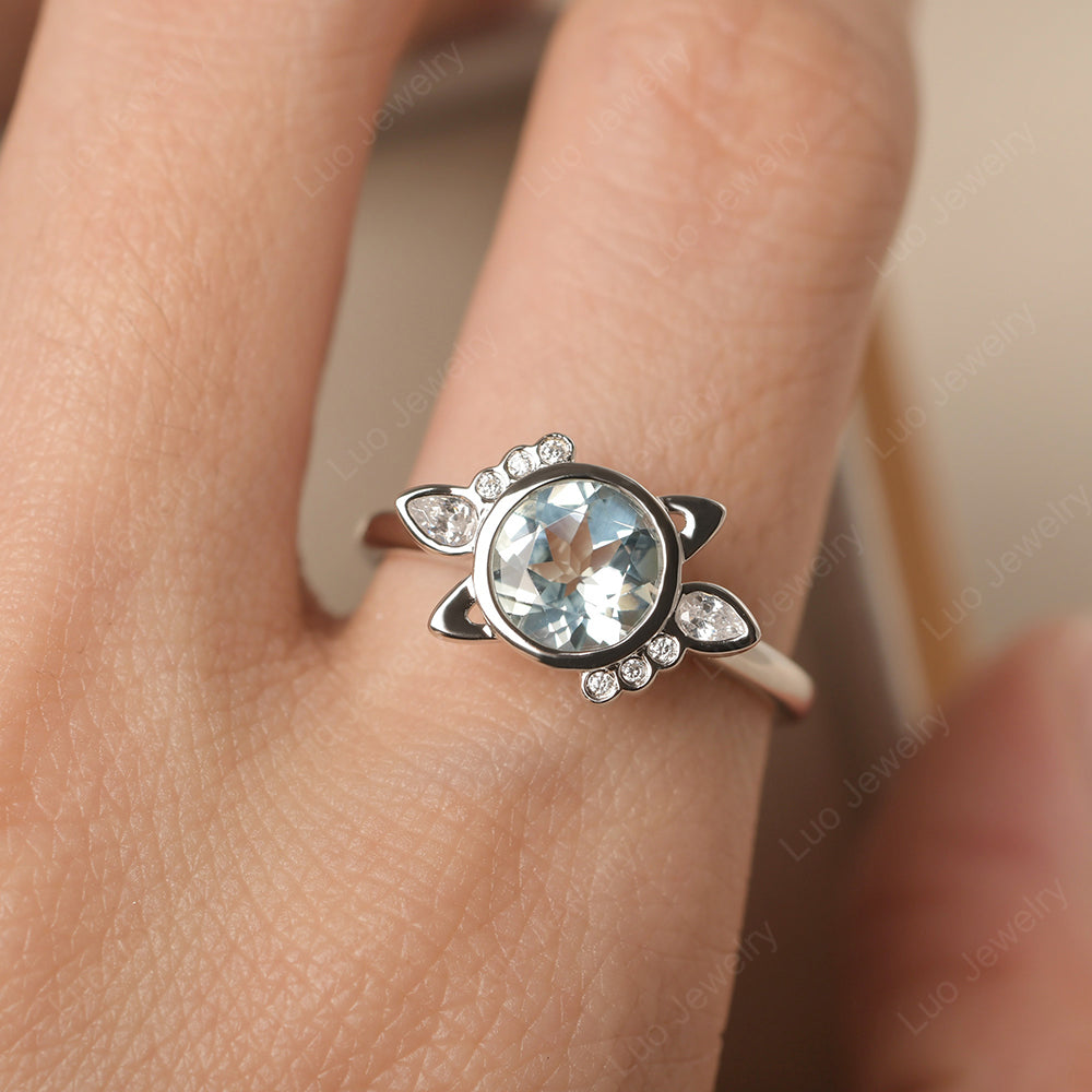 Saturn Style Aquamarine Engagement Ring - LUO Jewelry