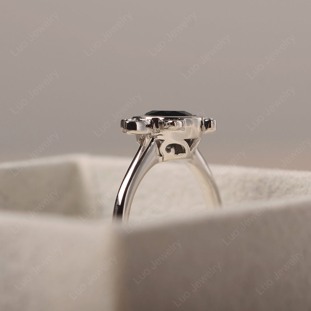 Saturn Style Black Spinel Engagement Ring - LUO Jewelry