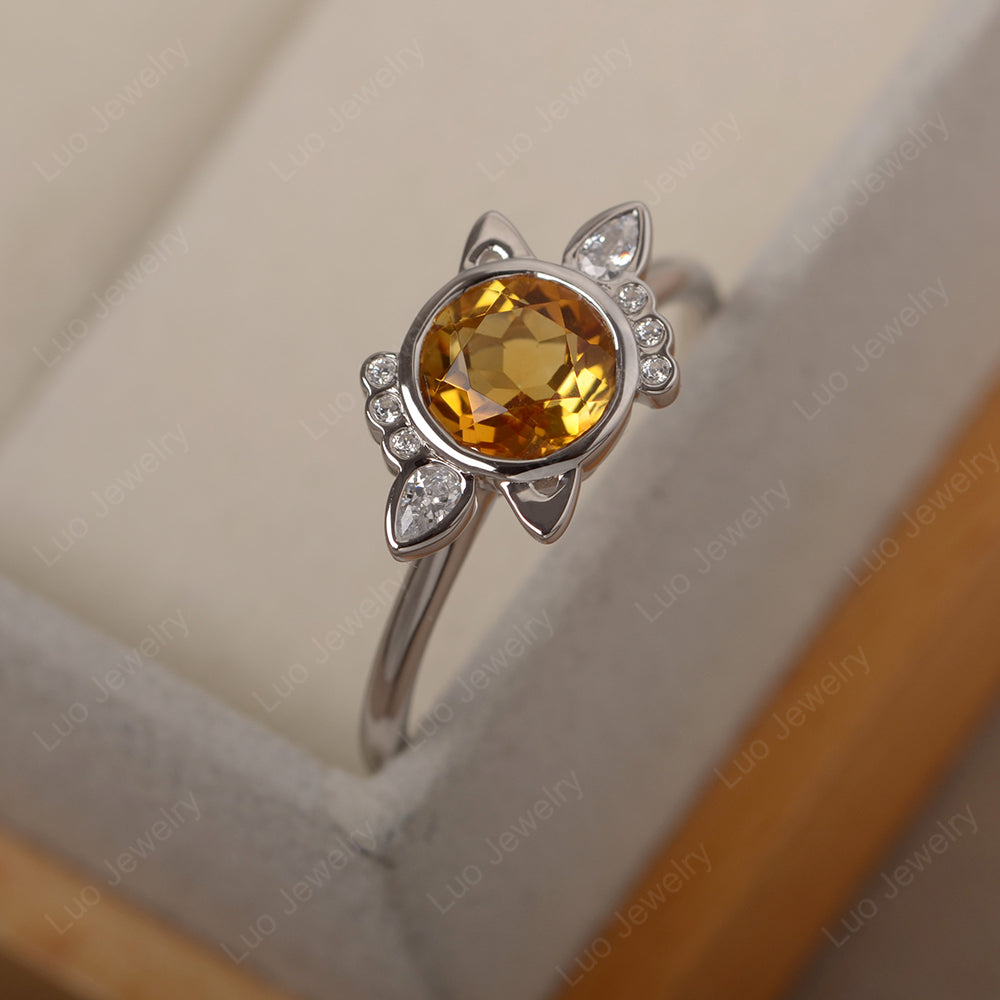 Saturn Style Citrine Engagement Ring - LUO Jewelry