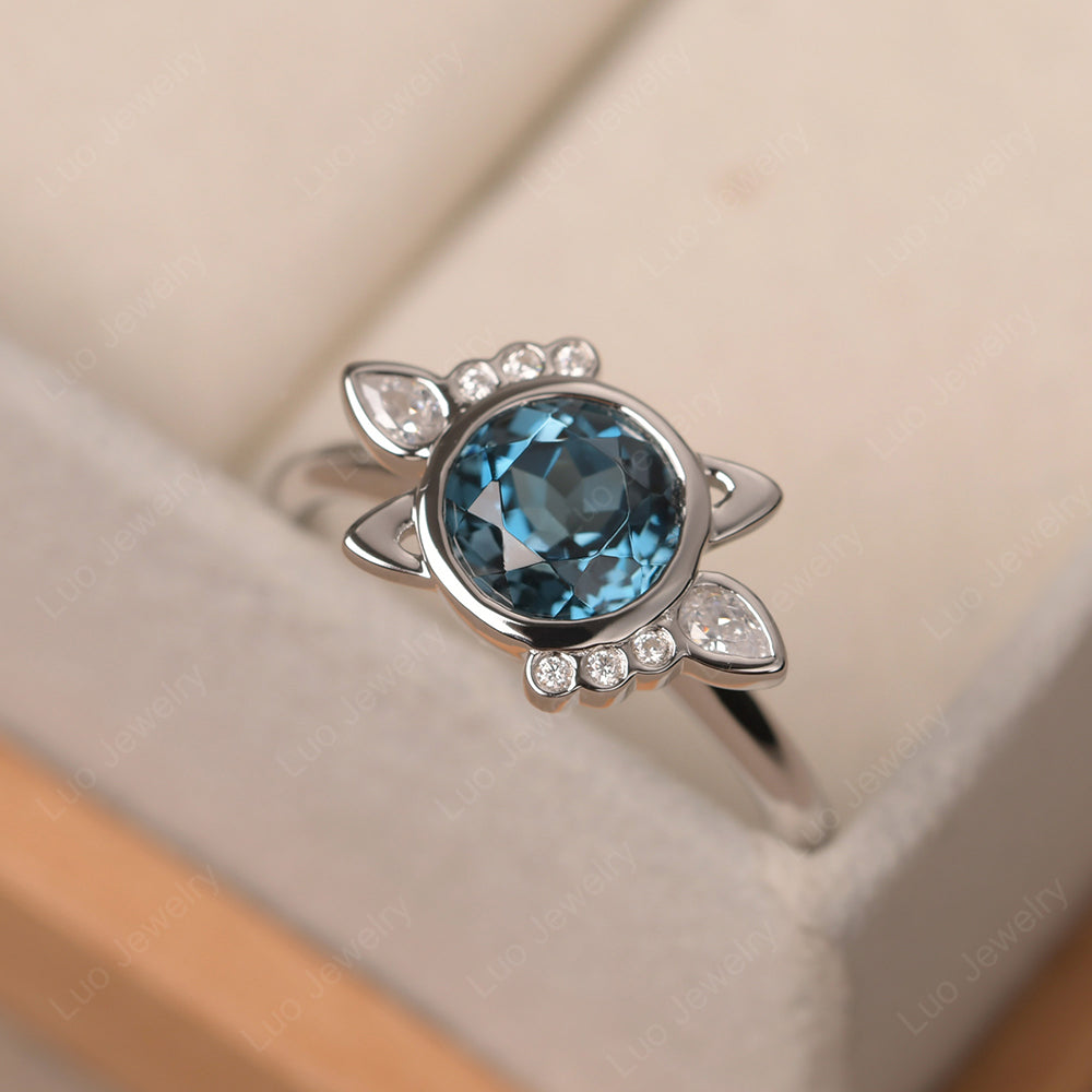Saturn Style London Blue Topaz Engagement Ring - LUO Jewelry