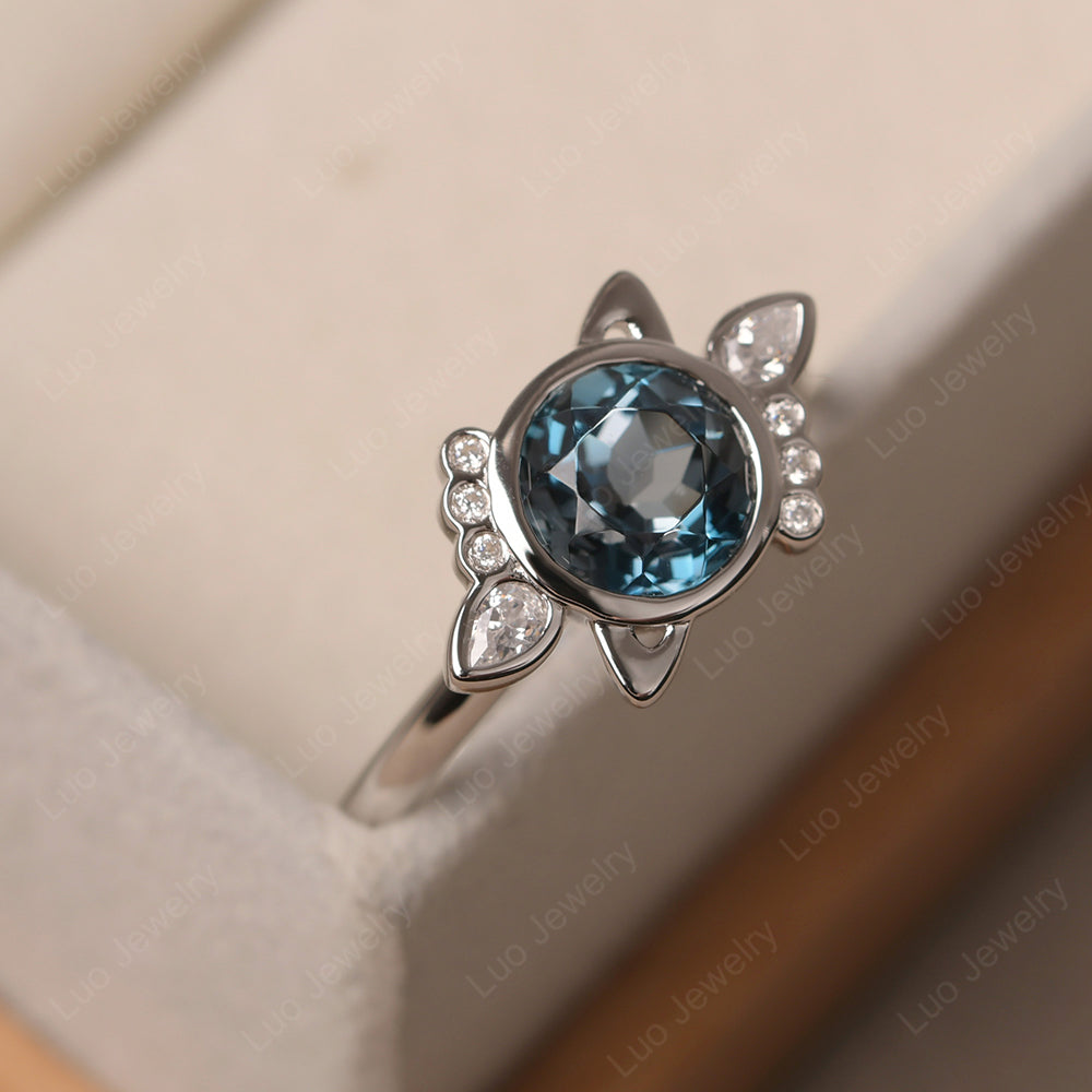 Saturn Style London Blue Topaz Engagement Ring - LUO Jewelry