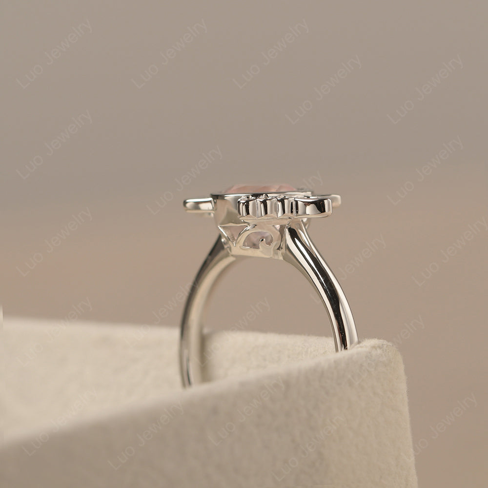 Saturn Style Rose Quartz Engagement Ring - LUO Jewelry