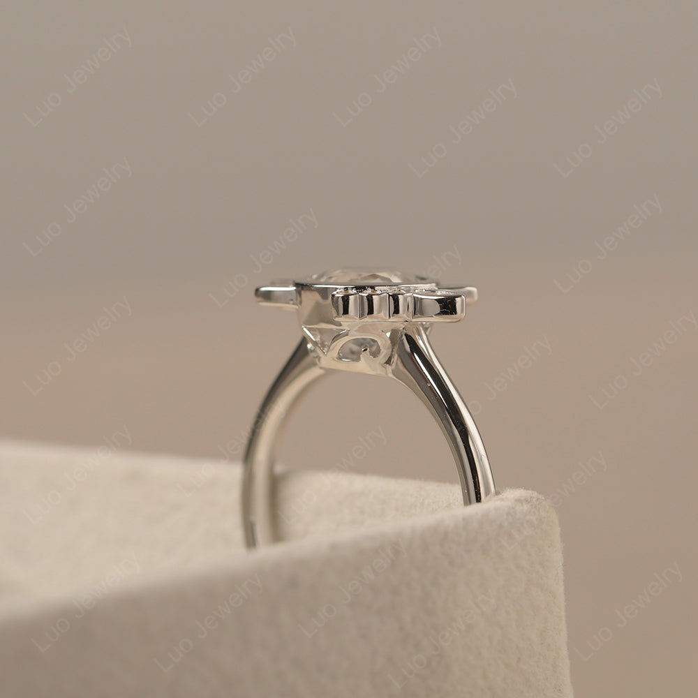 Saturn Style White Topaz Engagement Ring - LUO Jewelry