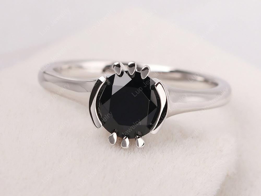 Vintage Black Spinel Solitaire Ring - LUO Jewelry