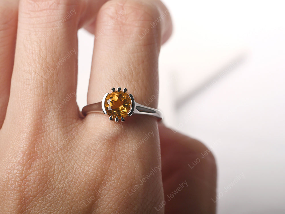 Vintage Citrine Solitaire Ring - LUO Jewelry