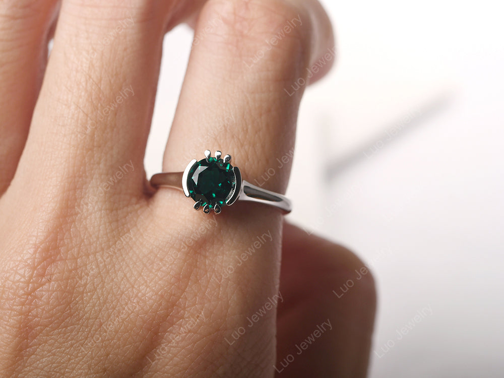 Vintage Emerald Solitaire Ring - LUO Jewelry