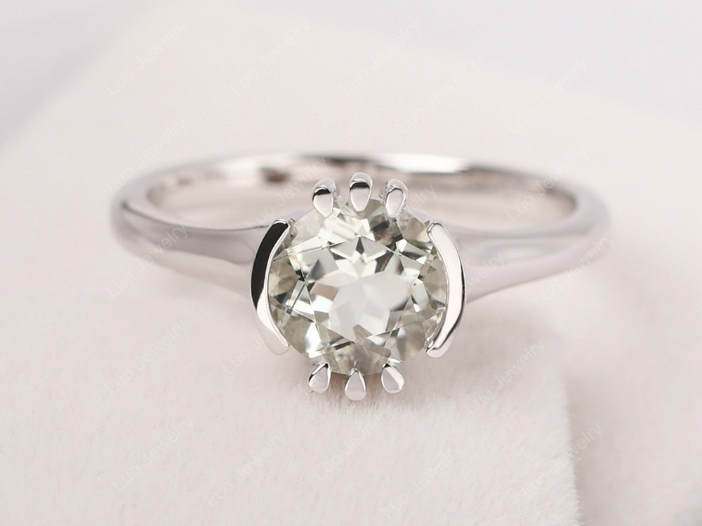 Vintage Green Amethyst Solitaire Ring - LUO Jewelry