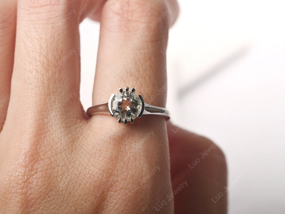 Vintage Green Amethyst Solitaire Ring - LUO Jewelry