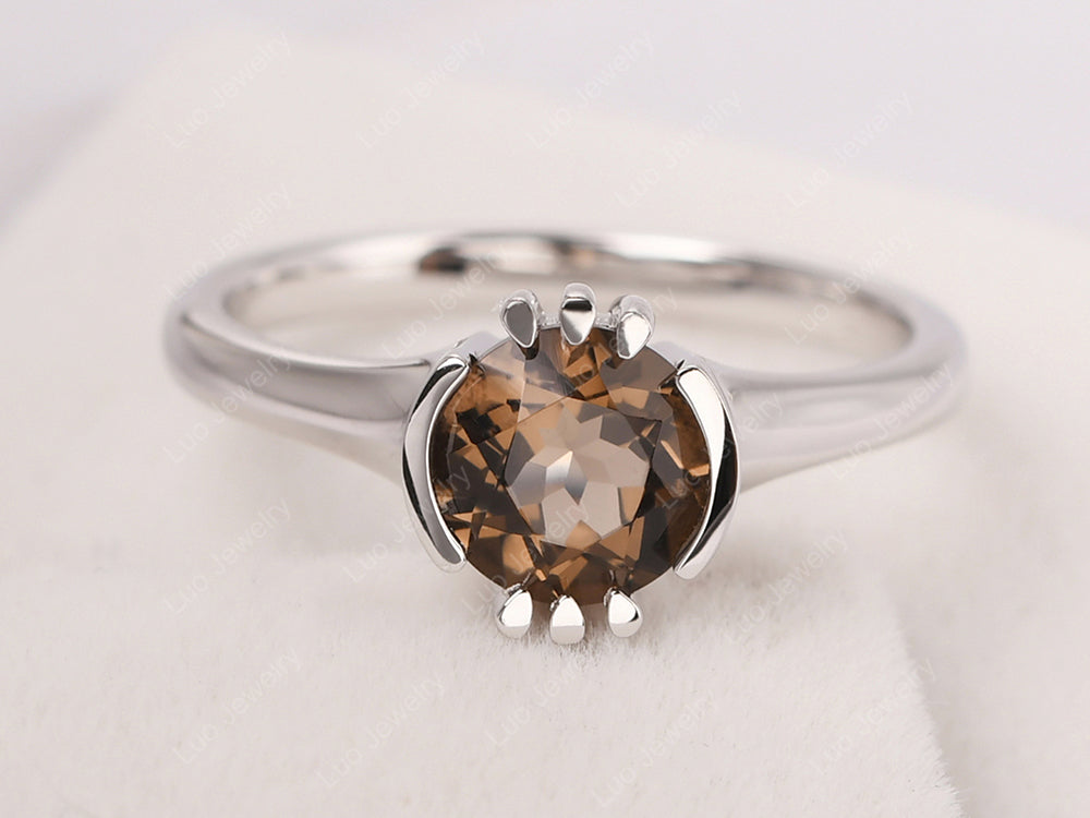 Vintage Smoky Quartz  Solitaire Ring - LUO Jewelry