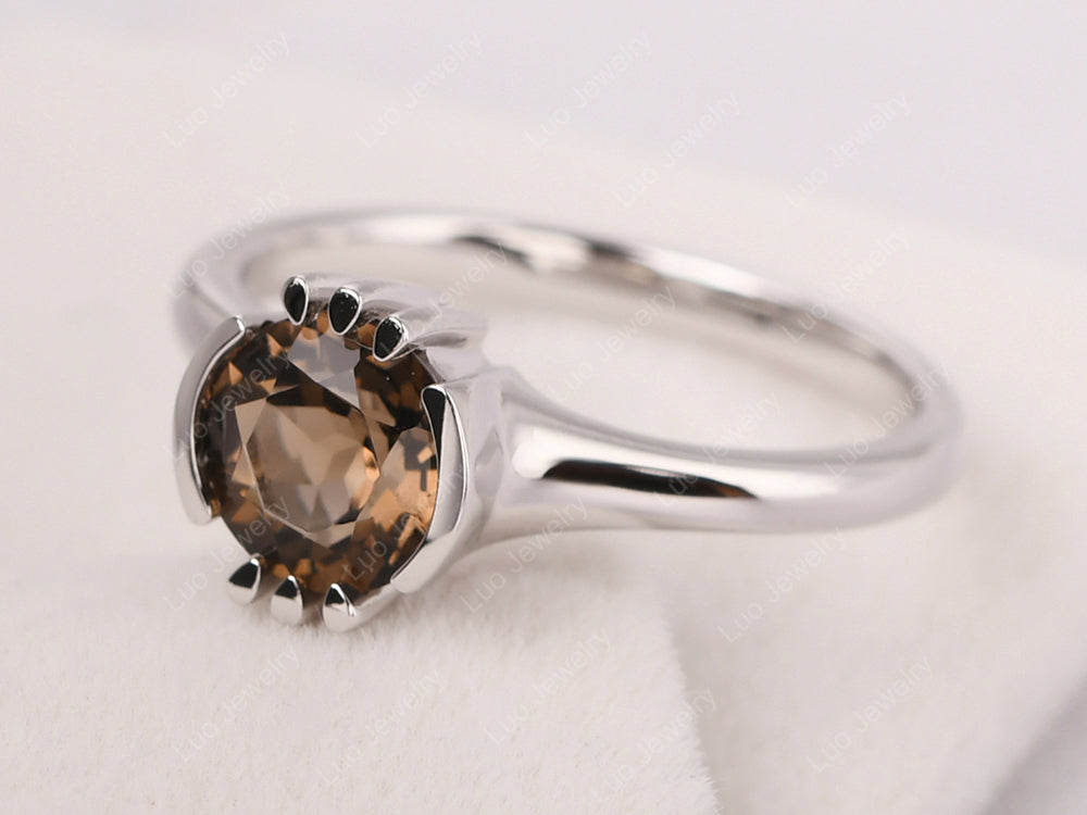Vintage Smoky Quartz Solitaire Ring - LUO Jewelry