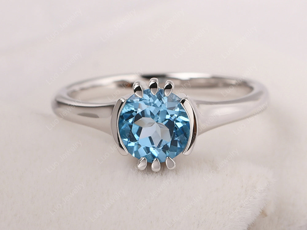 Vintage Swiss Blue Topaz Solitaire Ring - LUO Jewelry