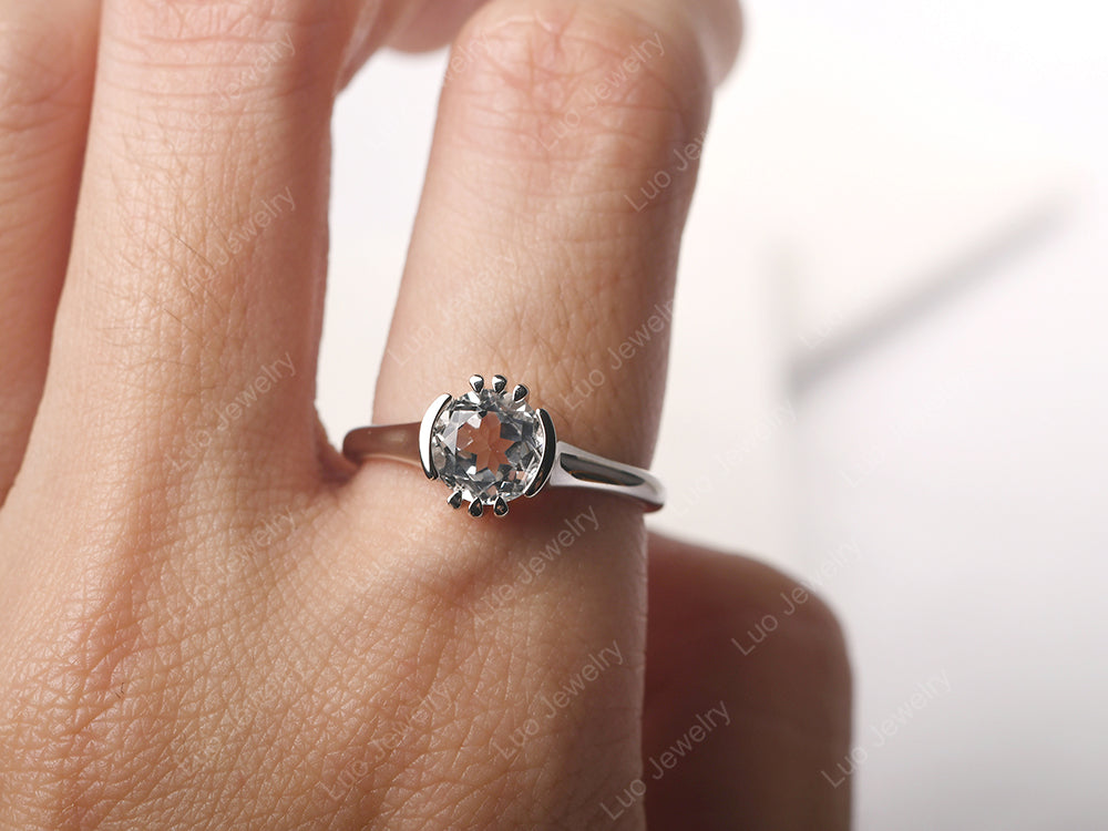 Vintage White Topaz Solitaire Ring - LUO Jewelry