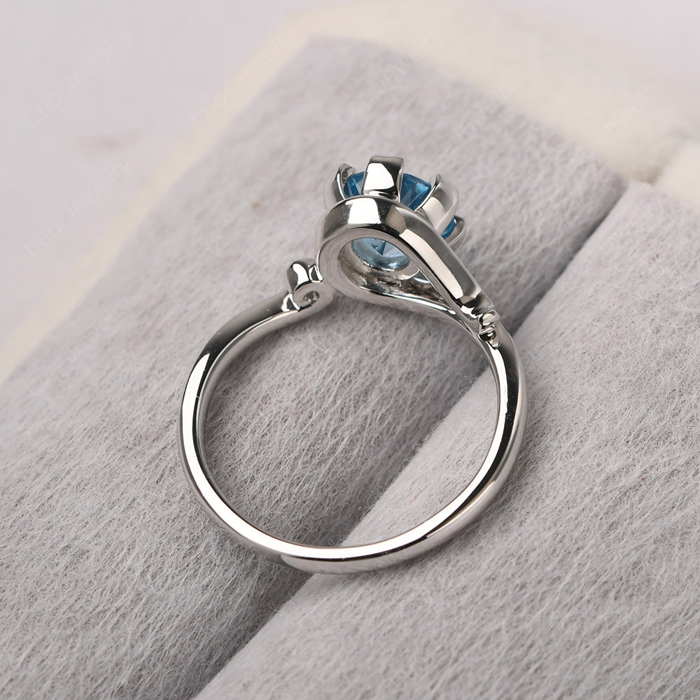 Non-traditional Swiss Blue Topaz Ring - LUO Jewelry