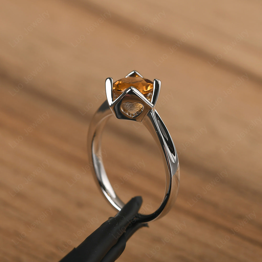 Round Citrine Solitaire Ring - LUO Jewelry