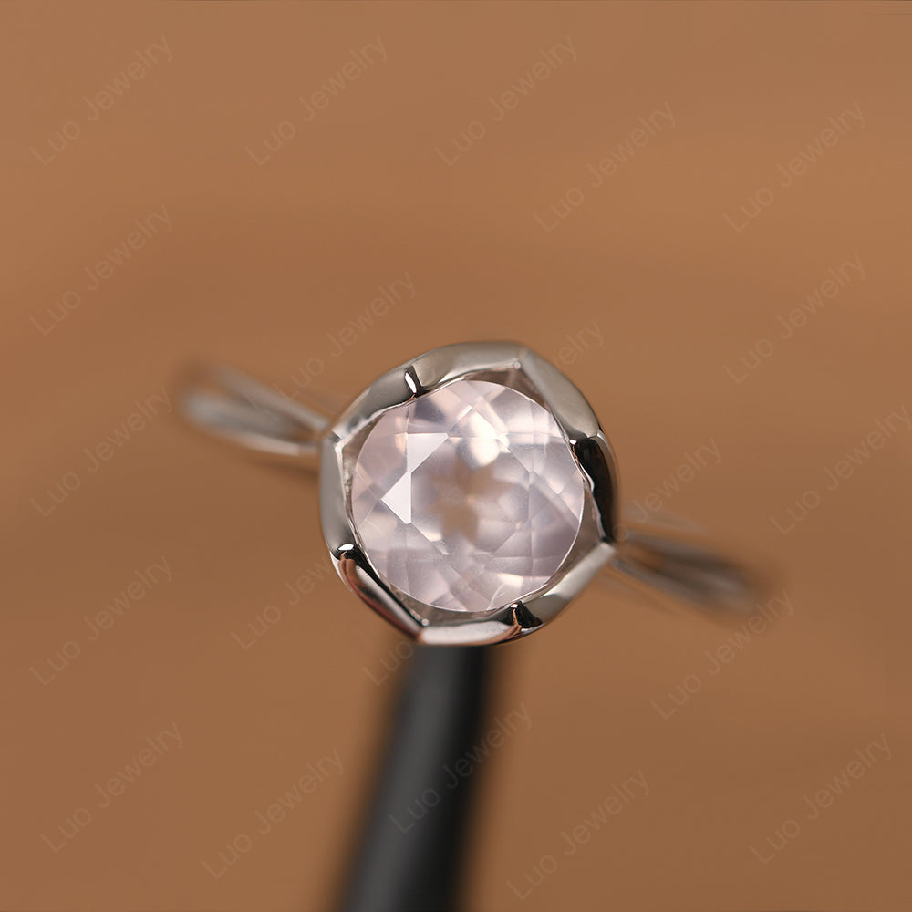 Round Rose Quartz Solitaire Ring - LUO Jewelry