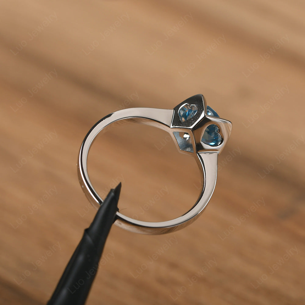 Round Swiss Blue Topaz Solitaire Ring - LUO Jewelry