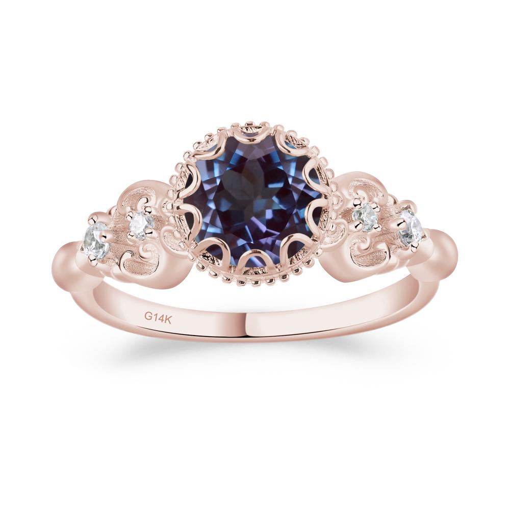 Art Deco Vintage Inspired Lab Alexandrite Ring - LUO Jewelry #metal_14k rose gold