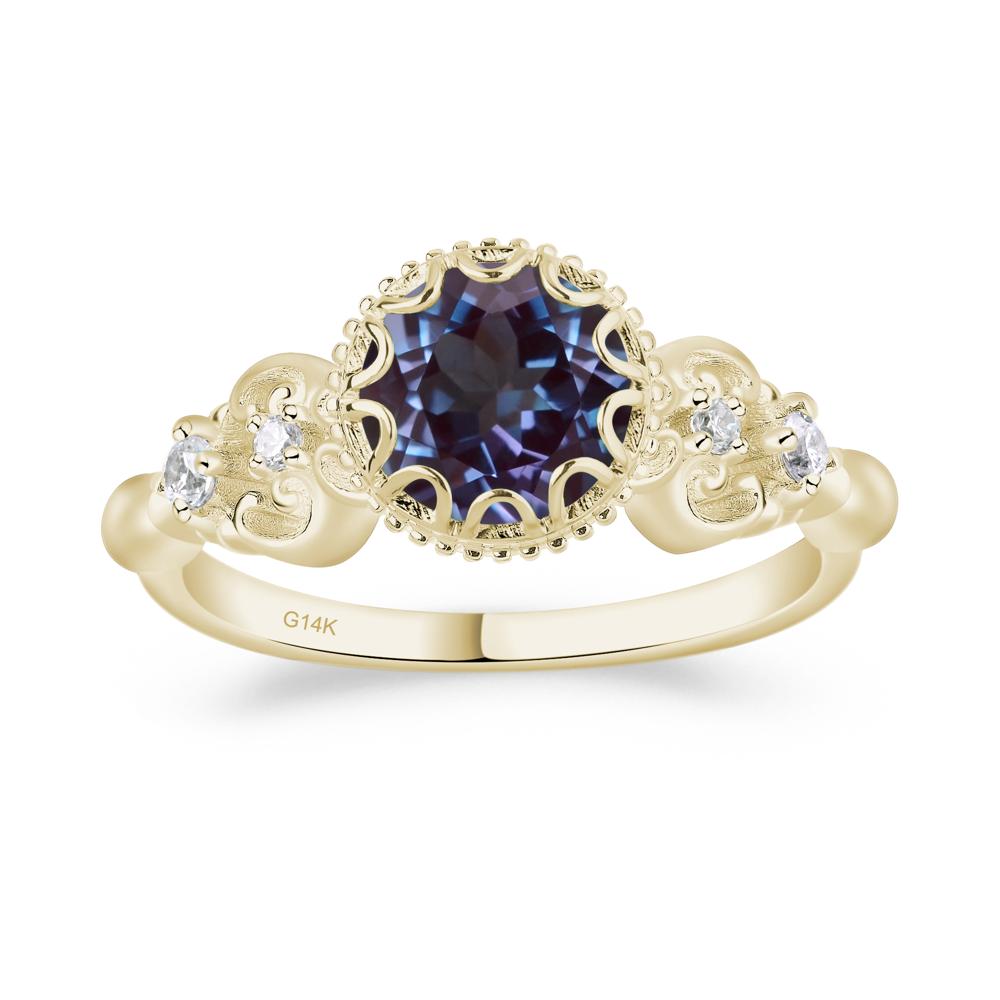 Art Deco Vintage Inspired Lab Alexandrite Ring - LUO Jewelry #metal_14k yellow gold