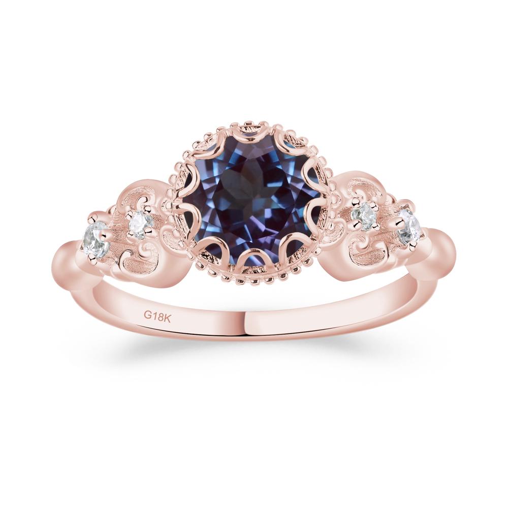 Art Deco Vintage Inspired Lab Alexandrite Ring - LUO Jewelry #metal_18k rose gold