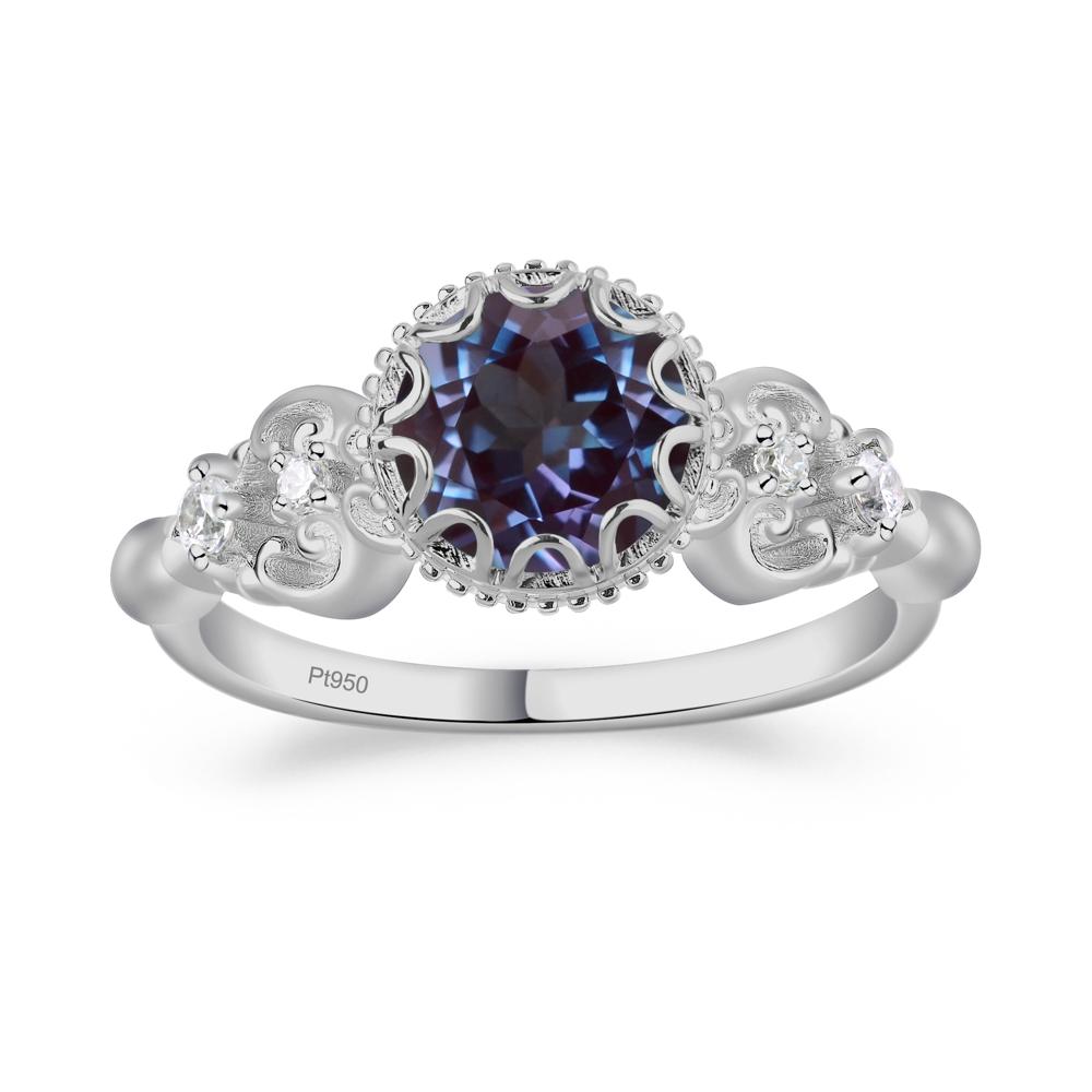 Art Deco Vintage Inspired Lab Alexandrite Ring - LUO Jewelry #metal_platinum