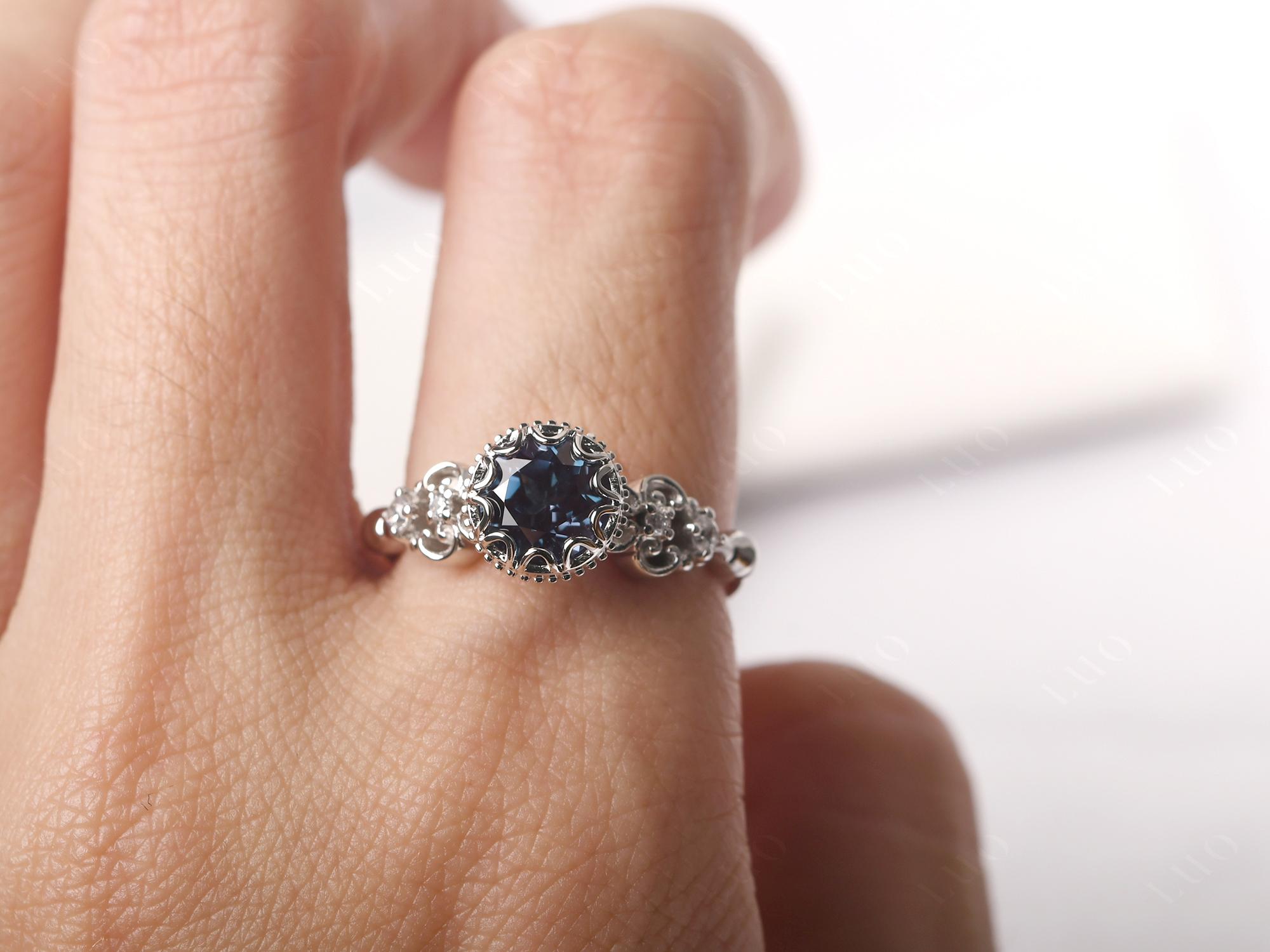 Art Deco Vintage Inspired Lab Alexandrite Ring - LUO Jewelry