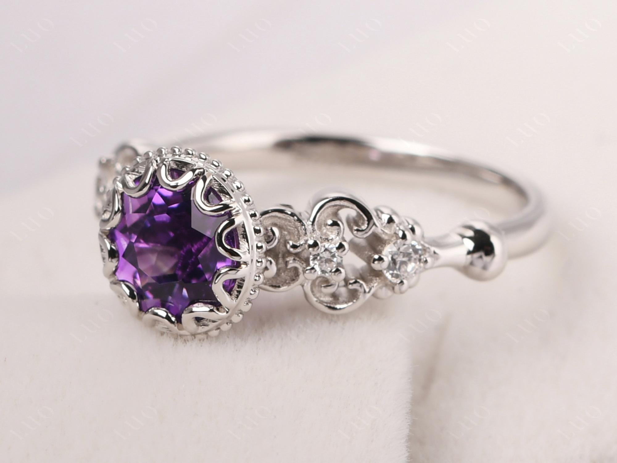 Art Deco Vintage Inspired Amethyst Ring - LUO Jewelry