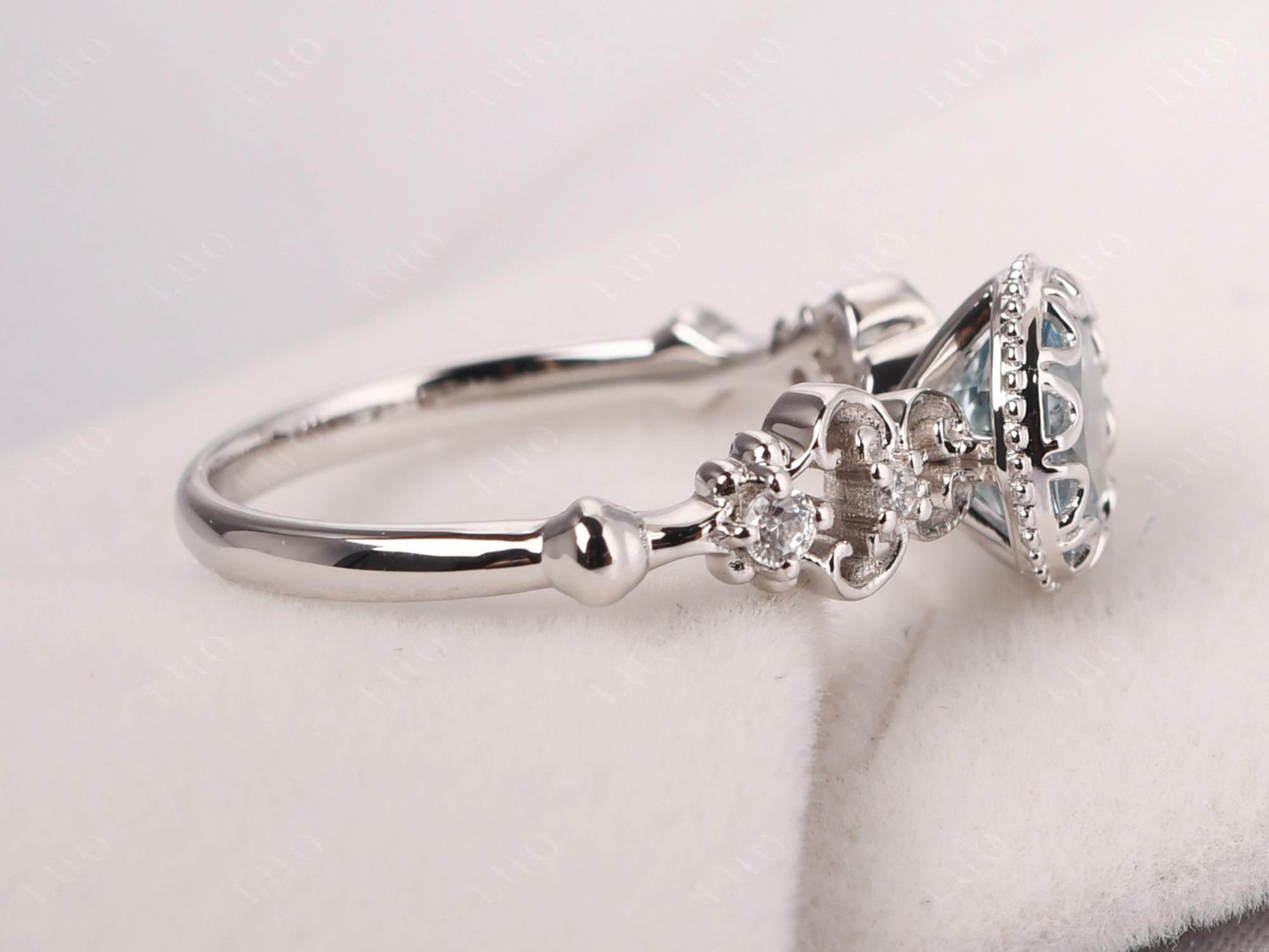 Art Deco Vintage Inspired Aquamarine Ring - LUO Jewelry